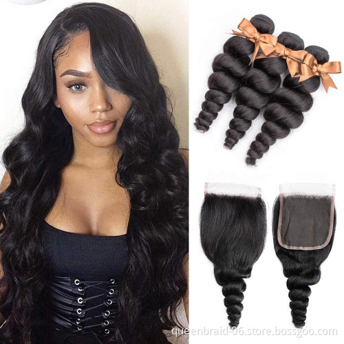Loose Wave Human Hair Bundles Curly Wave Bundles Unprocessed Brazilian Virgin Hair Extensions 100% Real Human Hair Remy Bundles